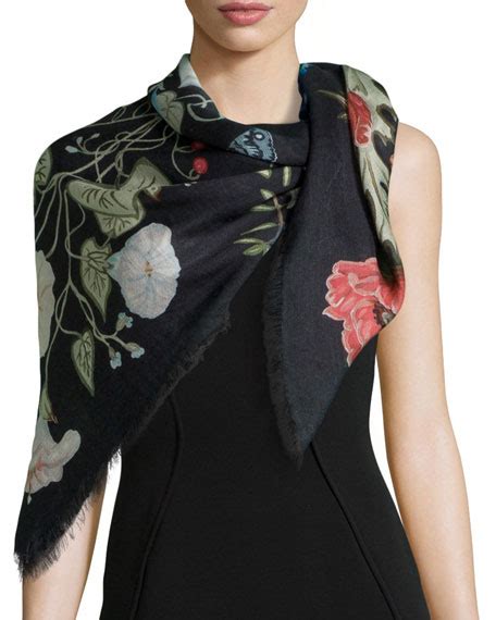 gucci flora knight shawl black|Gucci wraps for women.